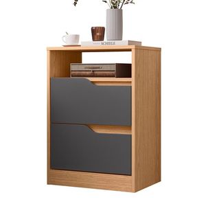 Mesa De Cabeceira Sole 2 Gavetas Flex Freijó-titanium - Móveis Albatroz Freijó-titanium