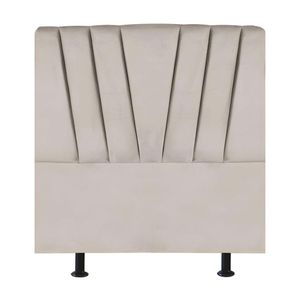 Cabeceira Estofada Cama Solteiro 90 Cm Ariel Veludo Bege