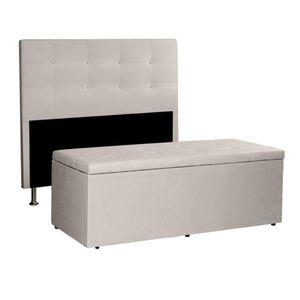 Kit Cabeceira E Calçadeira Baú King 1,95m Berlim Suede - Pallazio Cor Cinza