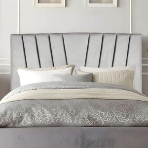 Cabeceira Casal De Cama Estofada 140 Cm Lile Suede Cinza Claro