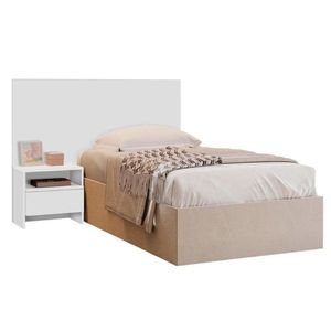 Painel Cama Box Madeirado Solteiro Prime C- 1 Mesa E 1 Gaveta Branco - Novo Horizonte