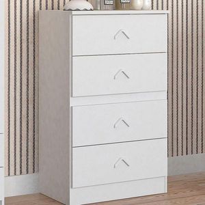 Cômoda Infantil Cairo 4 Gavetas Flex Atualle Móveis Branco-rosa