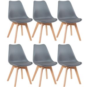 Kit 6 Cadeiras Com Assento Estofado Cinza Escuro