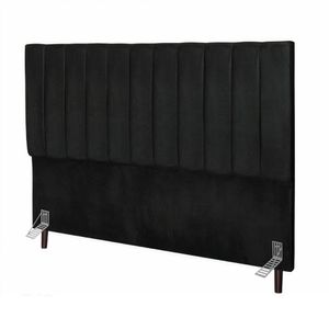 Cabeceira Estofada Cama Solteiro 90 Cm Lídia Veludo E Frame preto
