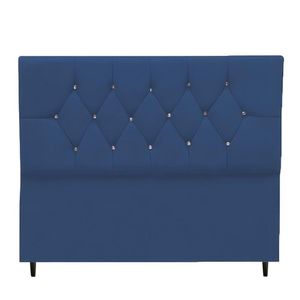 Cabeceira Cama Box Estofada Solteiro 90 Cm Suede Premium azul Marinho