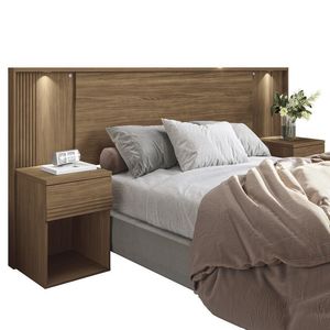 Cabeceira Extensível Bourbon Casal Queen Ripada Jatobá Com Led - Santos Andirá Jatobá