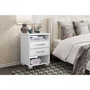 Mesa De Cabeceira Branco Fosco 2 Gavetas Valente - Rud Rack