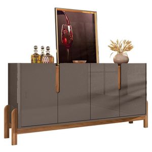 Buffet Aparador Lizz 170cm 4 Portas Cinza Pérola-cedro - Casa D Cinza Pérola-cedro