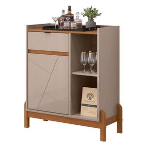 Aparador Bar Bari 1 Porta E 1 Gaveta Off White-cedro - Casa D Off White-cedro