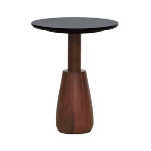 Mesa Lateral Torneada Tampo Redondo ø42 Amêndoa-preto