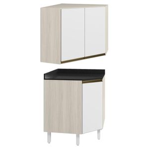Armario E Balcao Canto Obliquo 75cm Mdf Kali Nicioli Bianco
