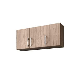 Armário Aéreo Para Cozinha Com 3 Portas 120 Cm Estrutura Mdp Castanho-avelã