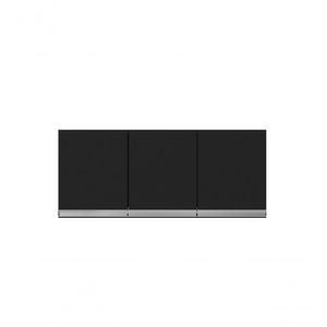 Armário Aéreo Para Cozinha Andréia 120 Cm Com 3 Portas Preto Fosco