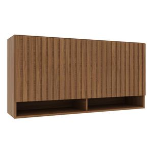 Armário Aéreo Monza 120cm 1 Porta Basculante Ripado Freijó Com Nichos - Indékes Freijó