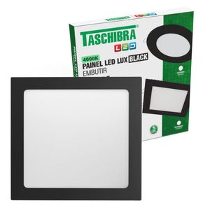 Painel De Led Quadrado Embutir 24w Preto Bivolt Taschibra 4000k Luz Neutra