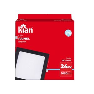 Kit 8 Painéis Embutir 24w Quadrado Cor Preto Branco Frio