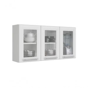 Armario Aéreo 3 Portas C- Vidro Luce - Itatiaia Branco