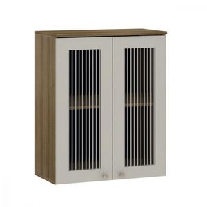 Armário Aéreo 2 Portas Vidro Canelado 80cm Isis Luciane Avela/mocca