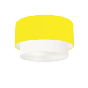 Plafon Banheiro Cilíndrico 40x35cm Cúpula Amarelo Branco