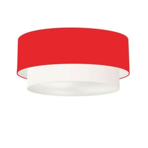 Plafon 80x70cm Cilíndrico Cúpula Vermelho Branco