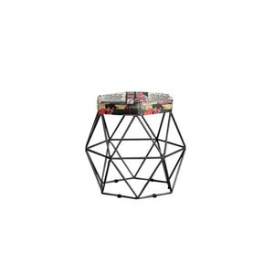 Puff Decorativo Onix Com Armação Preto Para Sala Em Suede