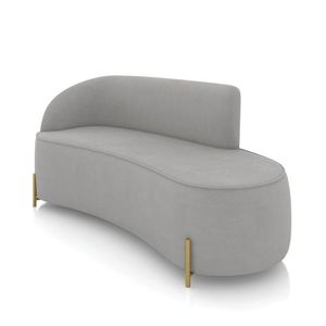 Sofá 3 Lugares Orgânico 180cm Pé Dourado Morgan Suede Cinza D03 - D'rossi