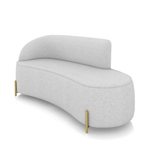 Sofá 3 Lugares Orgânico 180cm Pé Dourado Morgan Linho Cinza D03 - D'rossi