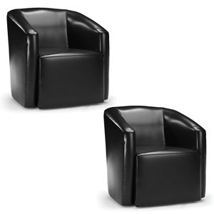 Poltrona Decorativa Orgânica Kit 2 Stella Max Sintético Pu Preto D03 - D'rossi