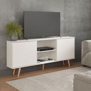 Rack Aparador Sala Tv 65 Pol 180x79cm Mdp Branco Menu Móveis Branco