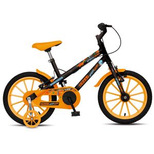 Bicicleta Aro 16 infantil Colli Spinossauro Preto e Laranja