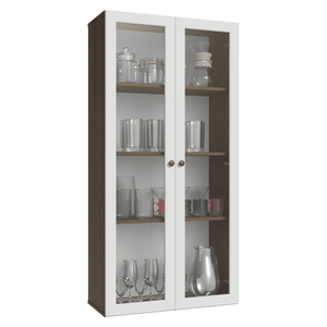 Cristaleira Suspensa 70 cm 2 Portas de Vidro Rustic/Branco Vik Madesa