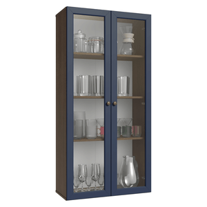 Cristaleira Suspensa 70 cm 2 Portas de Vidro Rustic/Azul Vik Madesa
