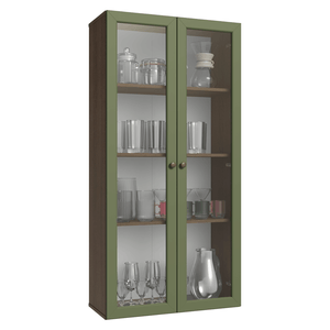 Cristaleira Suspensa 70 cm 2 Portas de Vidro Rustic/Verde Vik Madesa