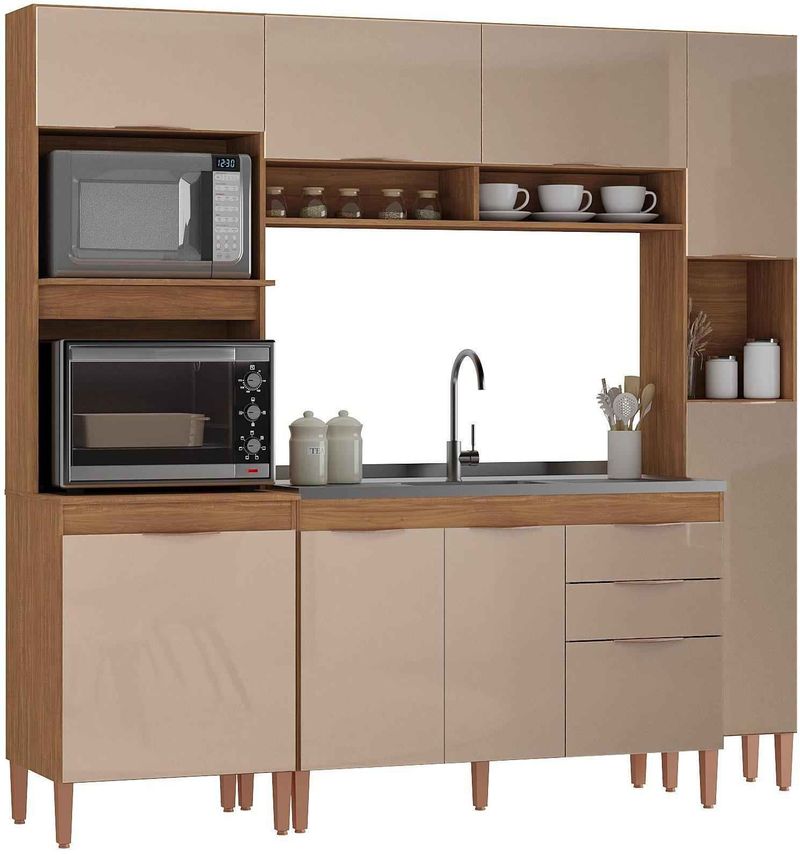 Balcão de Pia 3 Portas 2 Gavetas Europa Atualle AcaciaMadeirado/Reflecta Brilho 120cm-ns_214661_2