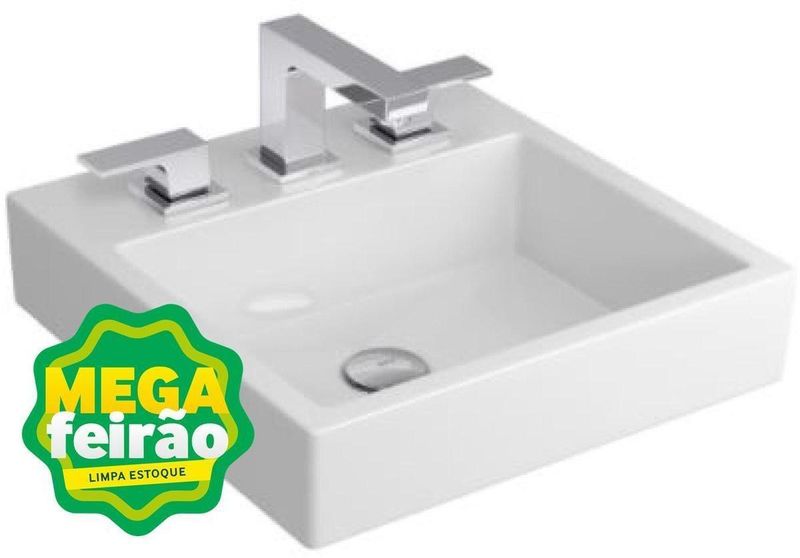 Cuba de Sobrepor Para Banheiro Deca Quadrada com Mesa L 735 17 Branca-ns_99508_1