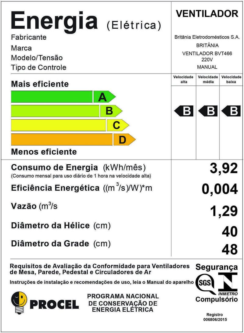 Ventilador De Coluna Britânia 40CM BVT466 220V-ns_223356_5
