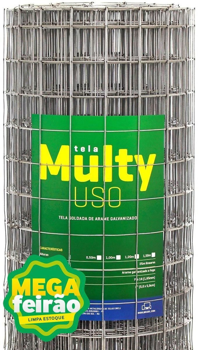 Tela Alambrado Insul Multy Espessura Fio 1,65mm Espaçamento 5x5cm Rolo com 1,22x25m-ns_141723_1