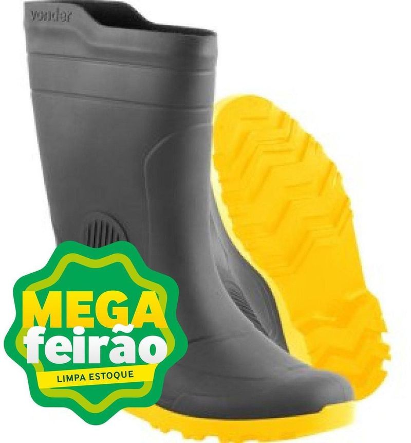 Bota PVC Vonder Cano Médio Preto e Amarelo Tamanho 37-ns_151907_1
