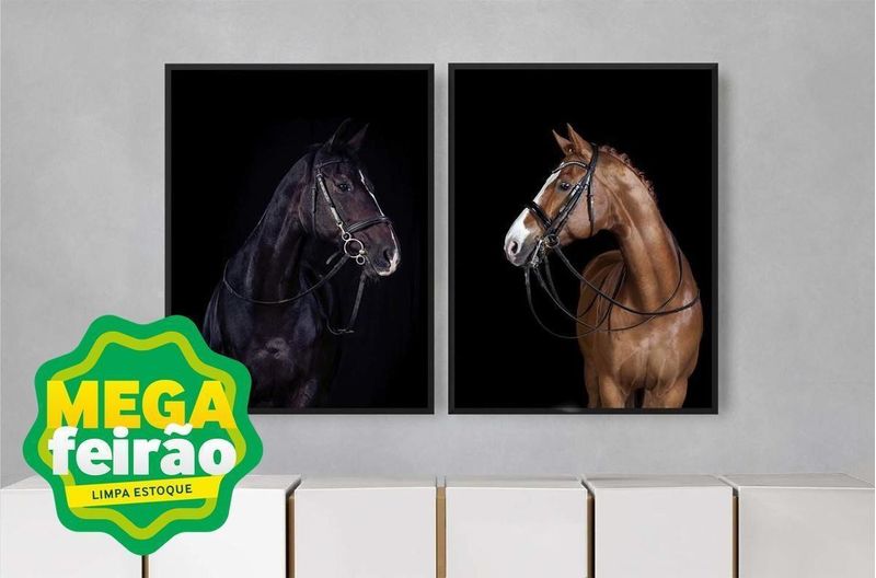 Quadro Decorativo Cavalos Illuminato Kit com 2 Unidades-ns_170509_1