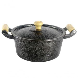 Caçarola Panela Reta Craqueada De Alumínio 36Cm Preto