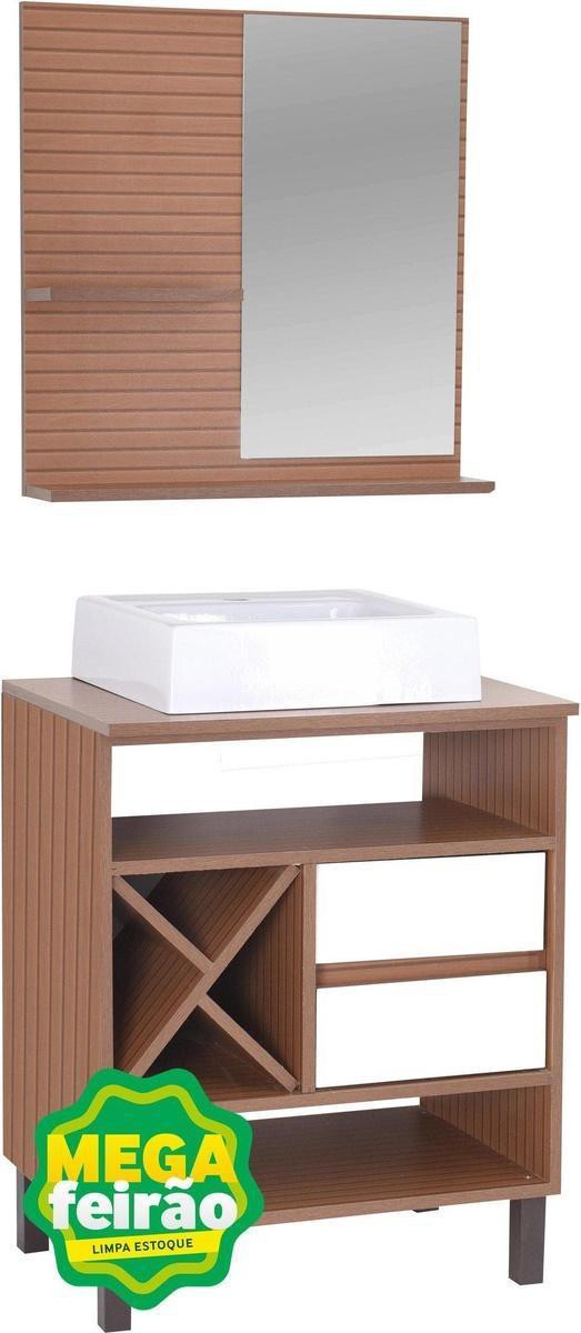 Conjunto de Móveis Para Banheiro Sander Romenia 60cm Canaletado Branco-ns_190007_1