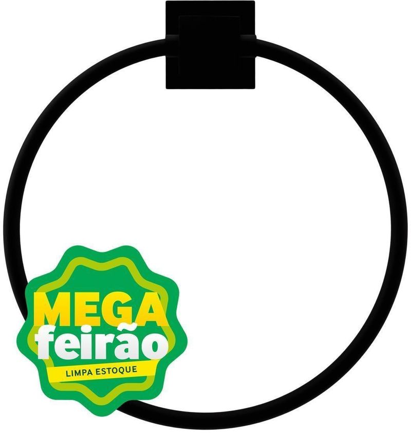 Porta Toalha Fani Argola Preto Fosco 16,1cm