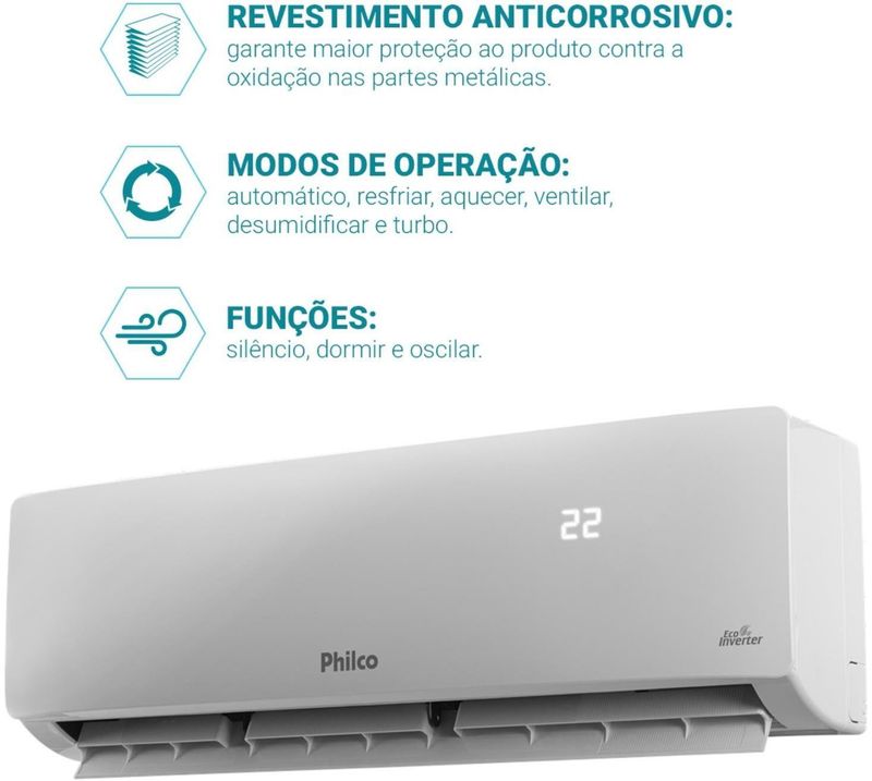 Condicionador de Ar Philco PAC12QF 12000 Btus Eco Inverter Branco 220V-ns_223495_10
