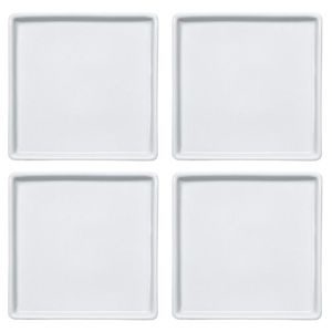 Jogo 4 Pratos Quadrados Rasos em Porcelana 16x16cm Americana Germer Branco