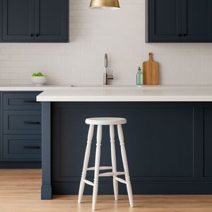 Banqueta Alta em Madeira Maciça 75cm Branco Marin Brasil