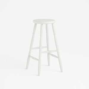 Banqueta Alta em Madeira Maciça 75cm Branco Marin Brasil