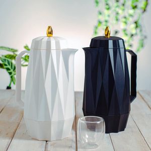 Garrafa Térmica Diamond Lyor 1L Plástica Branca Bule Café Chá Água Mesa Posta Moderna