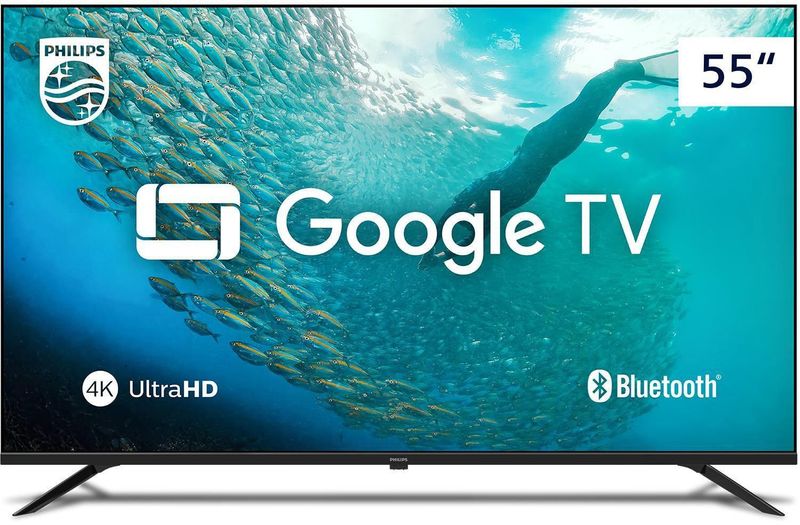 Smart TV / Televisor Philips 55 55PUG7019 Google TV 4K HDR Com Comandode Voz Sem Bordas e Chromecast Integrado Preta-ns_199566_1
