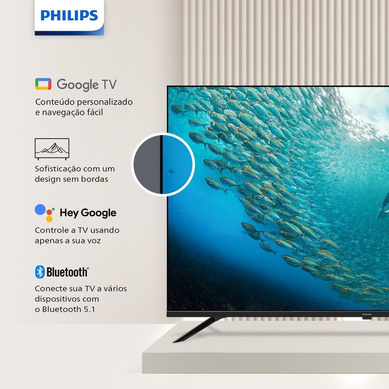 Smart TV / Televisor Philips 55 55PUG7019 Google TV 4K HDR Com Comandode Voz Sem Bordas e Chromecast Integrado Preta-ns_199566_8