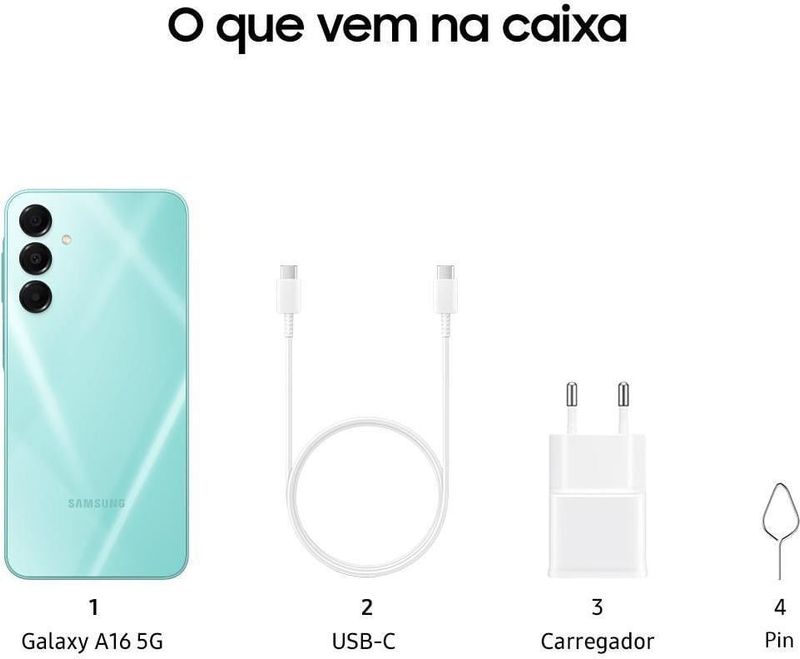 Smartphone / Telefone Celular Samsung Galaxy A16 5G 128GB 4GB RAM Câmera50MP Tela 6-7 NFC IP54 B Verde Claro-ns_204229_3